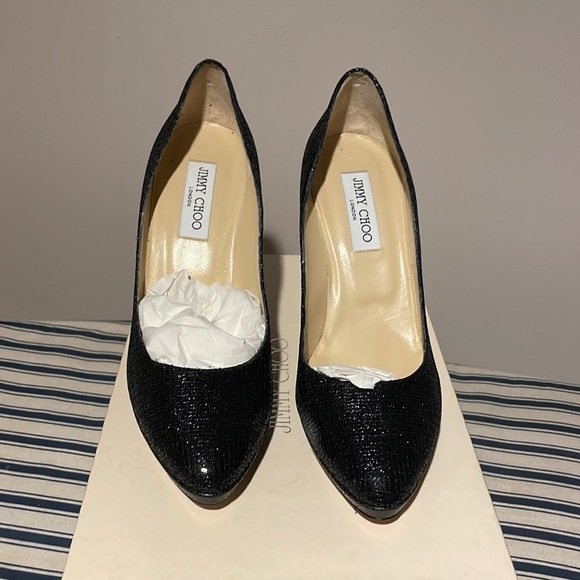 Jimmy Choo Black Aimee Pumps glitter fabric brand new